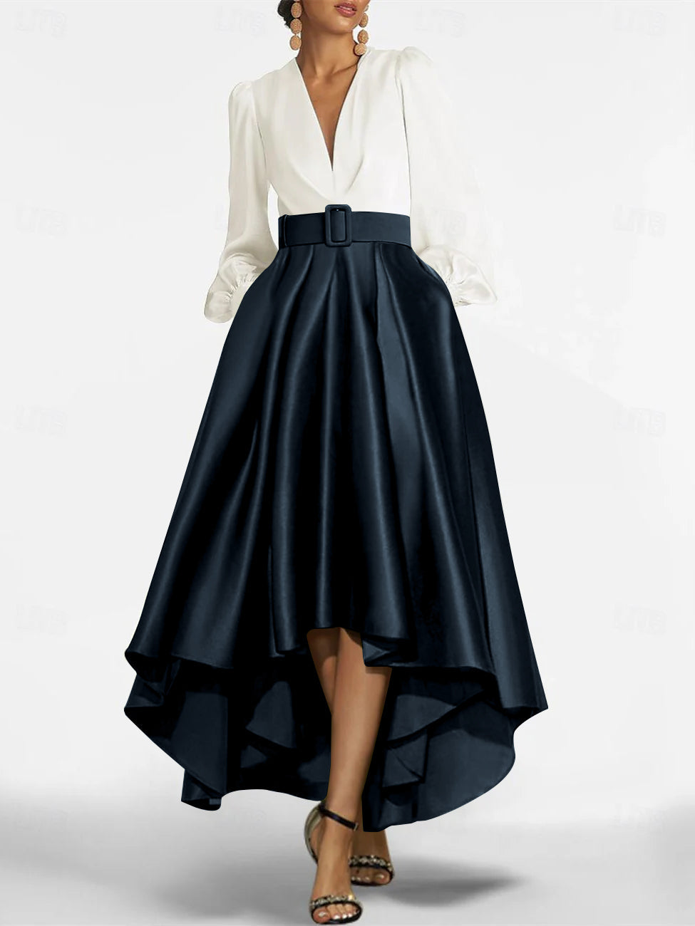 A Line Princess V Neck Asymmetrical Mother Of The Bride Dresses With Belt