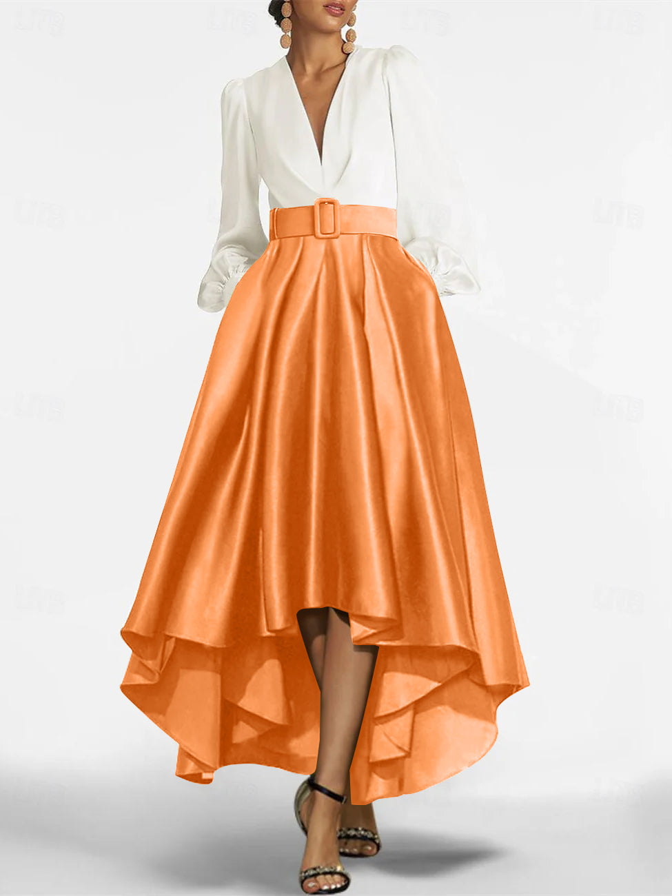 A Line Princess V Neck Asymmetrical Mother Of The Bride Dresses With Belt
