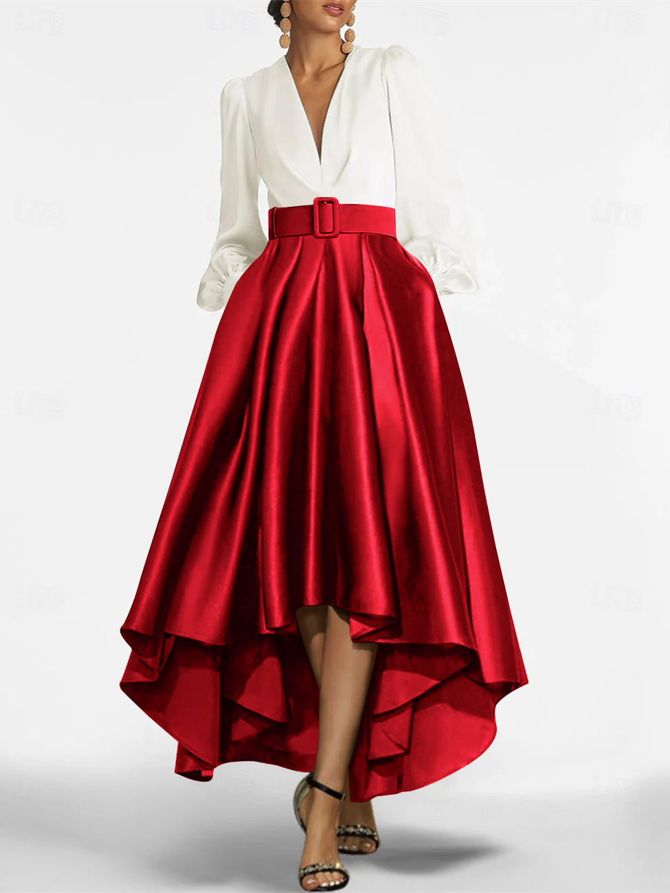 A Line Princess V Neck Asymmetrical Mother Of The Bride Dresses With Belt
