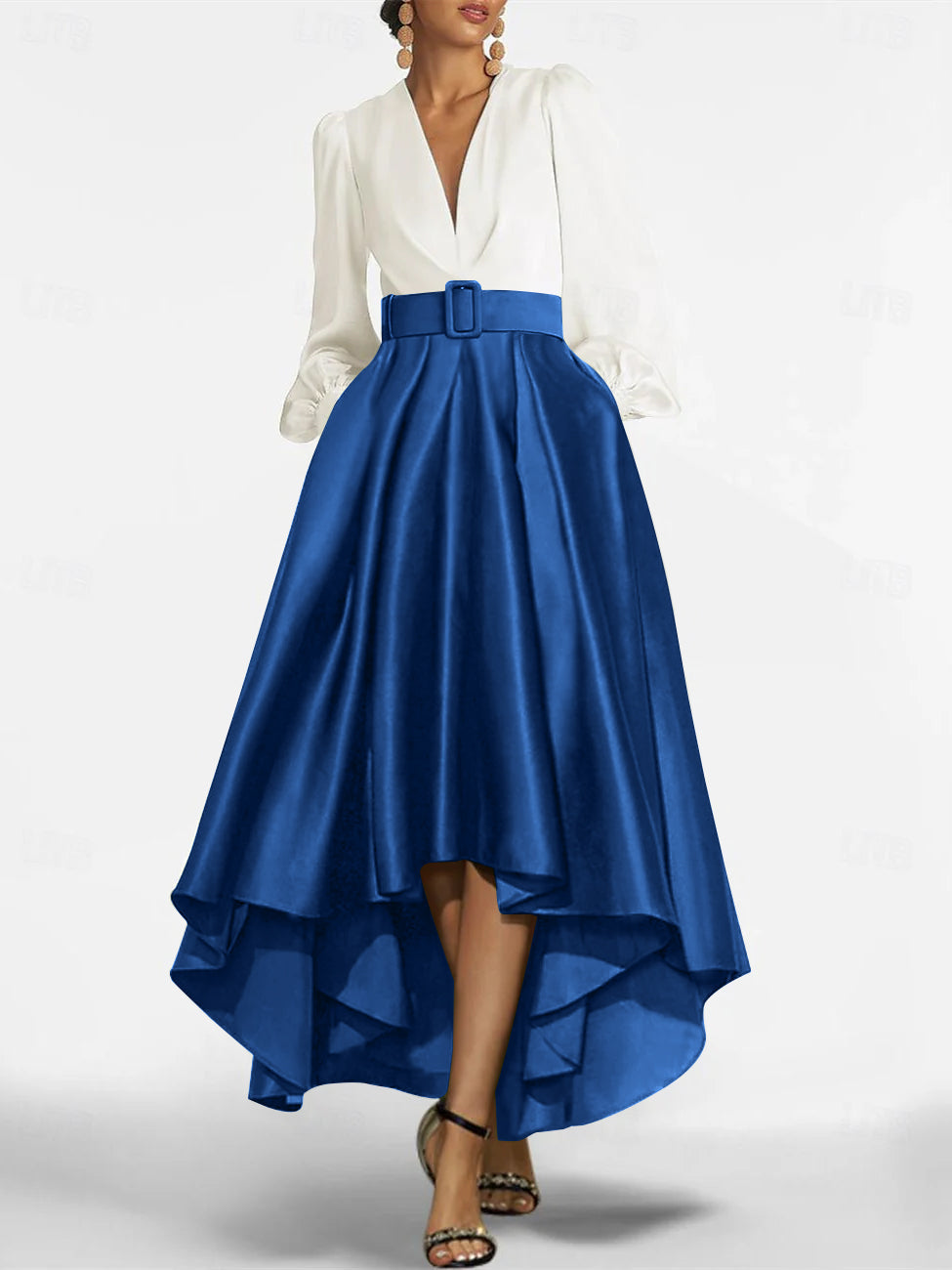 A Line Princess V Neck Asymmetrical Mother Of The Bride Dresses With Belt