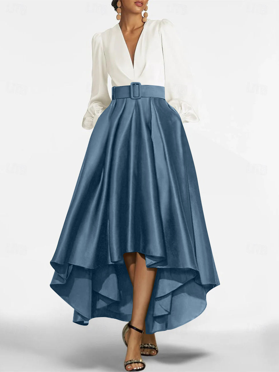 A Line Princess V Neck Asymmetrical Mother Of The Bride Dresses With Belt