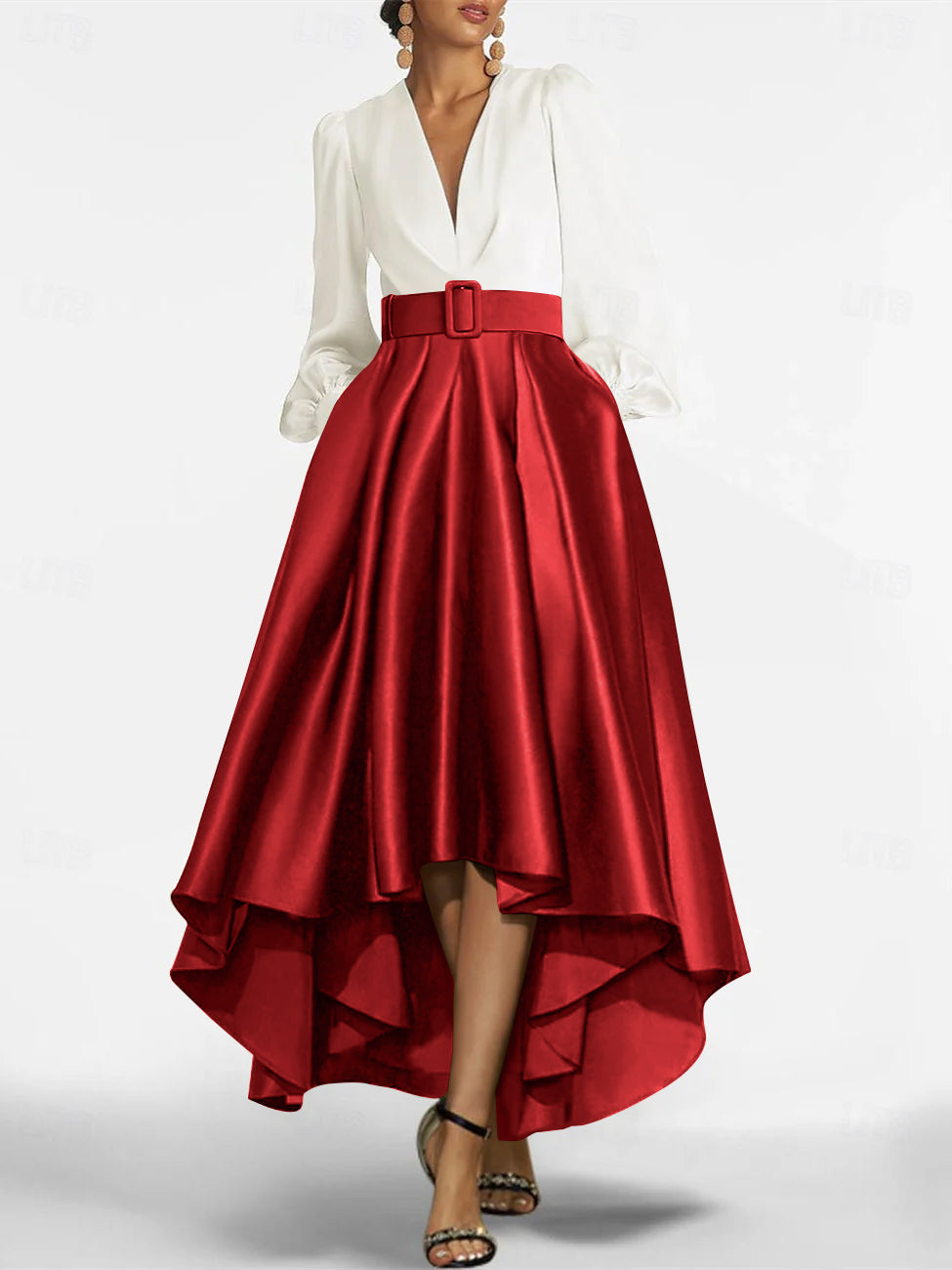 A Line Princess V Neck Asymmetrical Mother Of The Bride Dresses With Belt