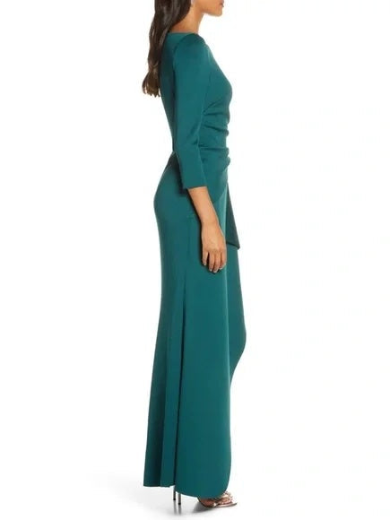 Sheath Column 3 4 Sleeves Scoop Neck Mother Of The Bride Dresses With Ruffles
