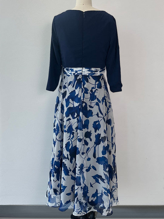 A Line Princess V Neck 3 4 Sleeves Ankle Length Floral Mother Of The Bride Dresses
