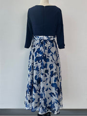 A Line Princess V Neck 3 4 Sleeves Ankle Length Floral Mother Of The Bride Dresses