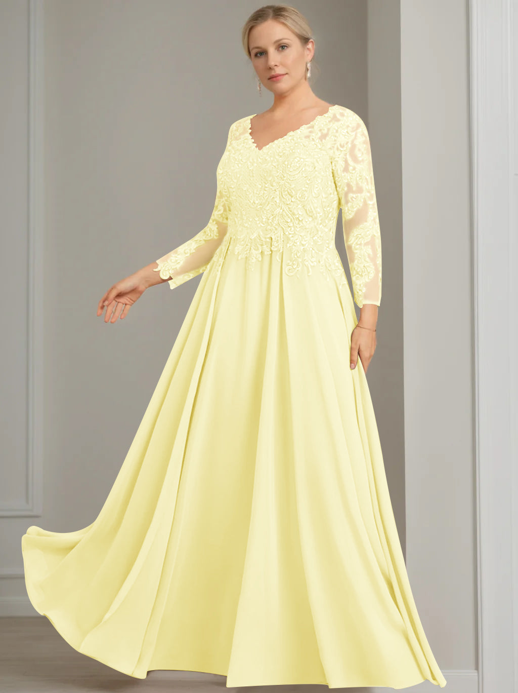 A Line Princess V Neck 3 4 Length Sleeves Floor Length Plus Size Mother Of The Bride Dresses With Sequins