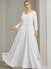 A Line Princess V Neck 3 4 Length Sleeves Floor Length Plus Size Mother Of The Bride Dresses With Sequins
