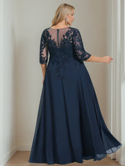 A Line Princess V Neck Half Sleeves Floor Length Mother Of The Bride Dresses With Sequins