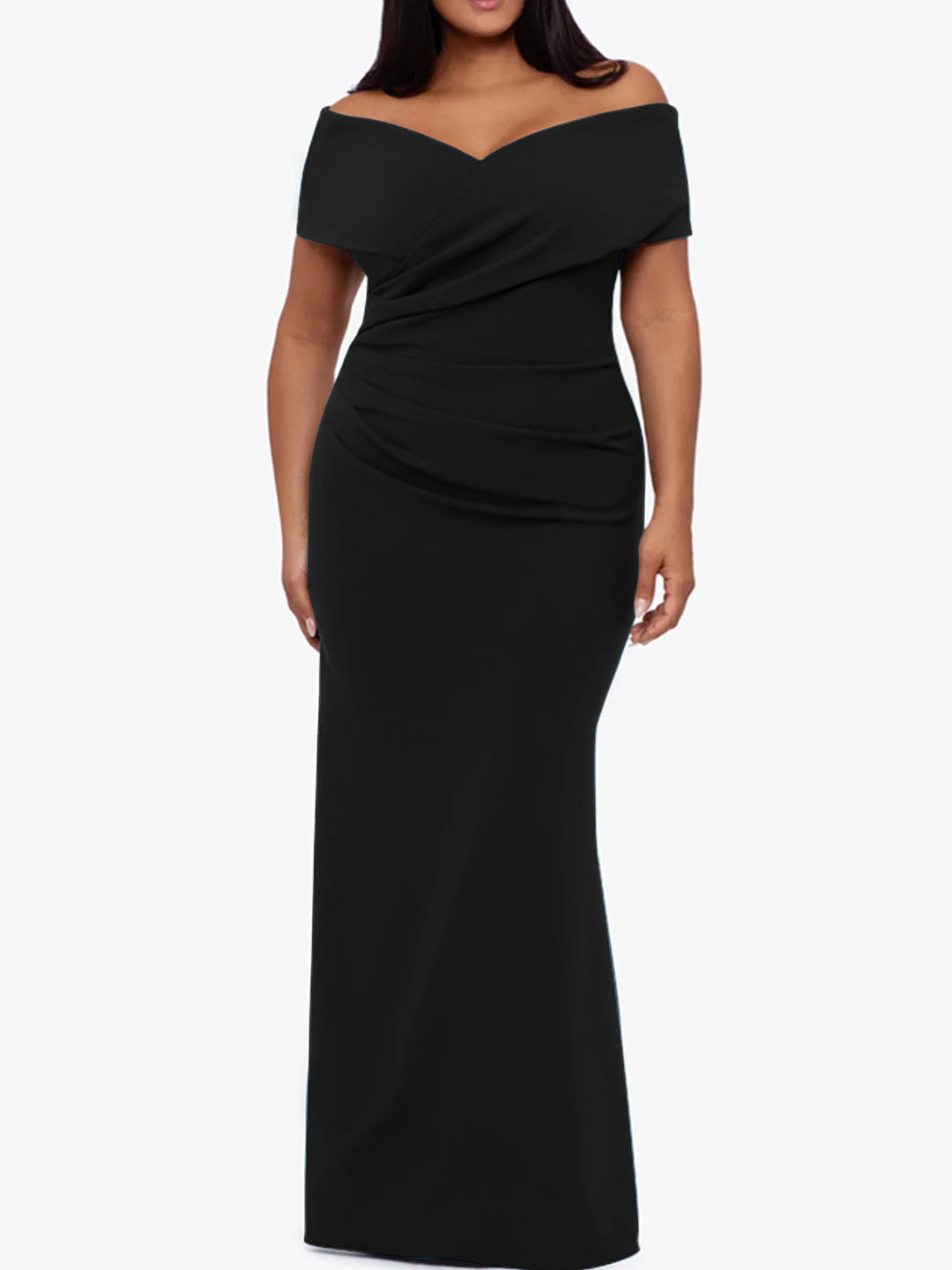 Trumpet Mermaid Off The Shoulder Sleeveless Floor Length Plus Size Mother Of The Bride Dresses