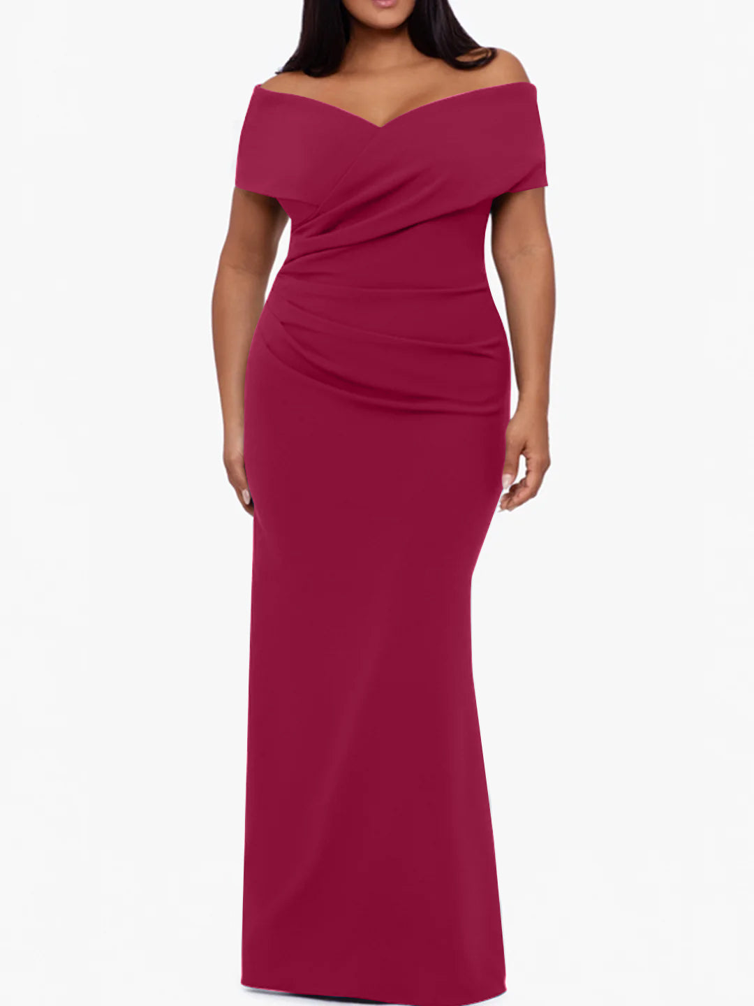 Trumpet Mermaid Off The Shoulder Sleeveless Floor Length Plus Size Mother Of The Bride Dresses