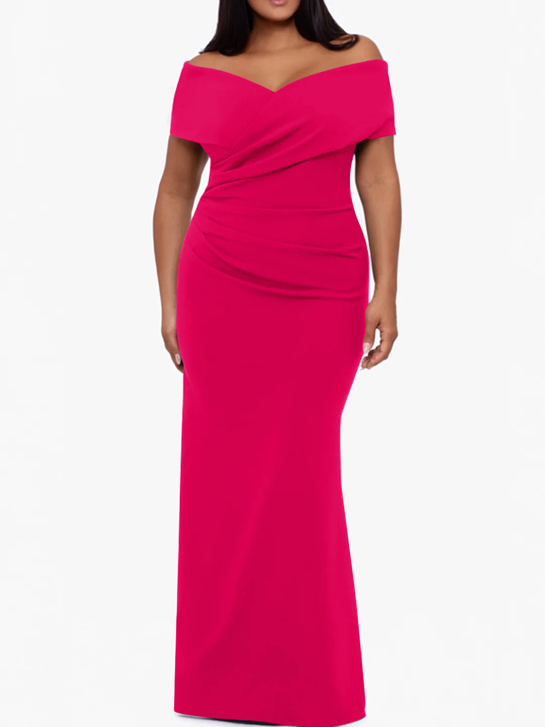 Trumpet Mermaid Off The Shoulder Sleeveless Floor Length Plus Size Mother Of The Bride Dresses