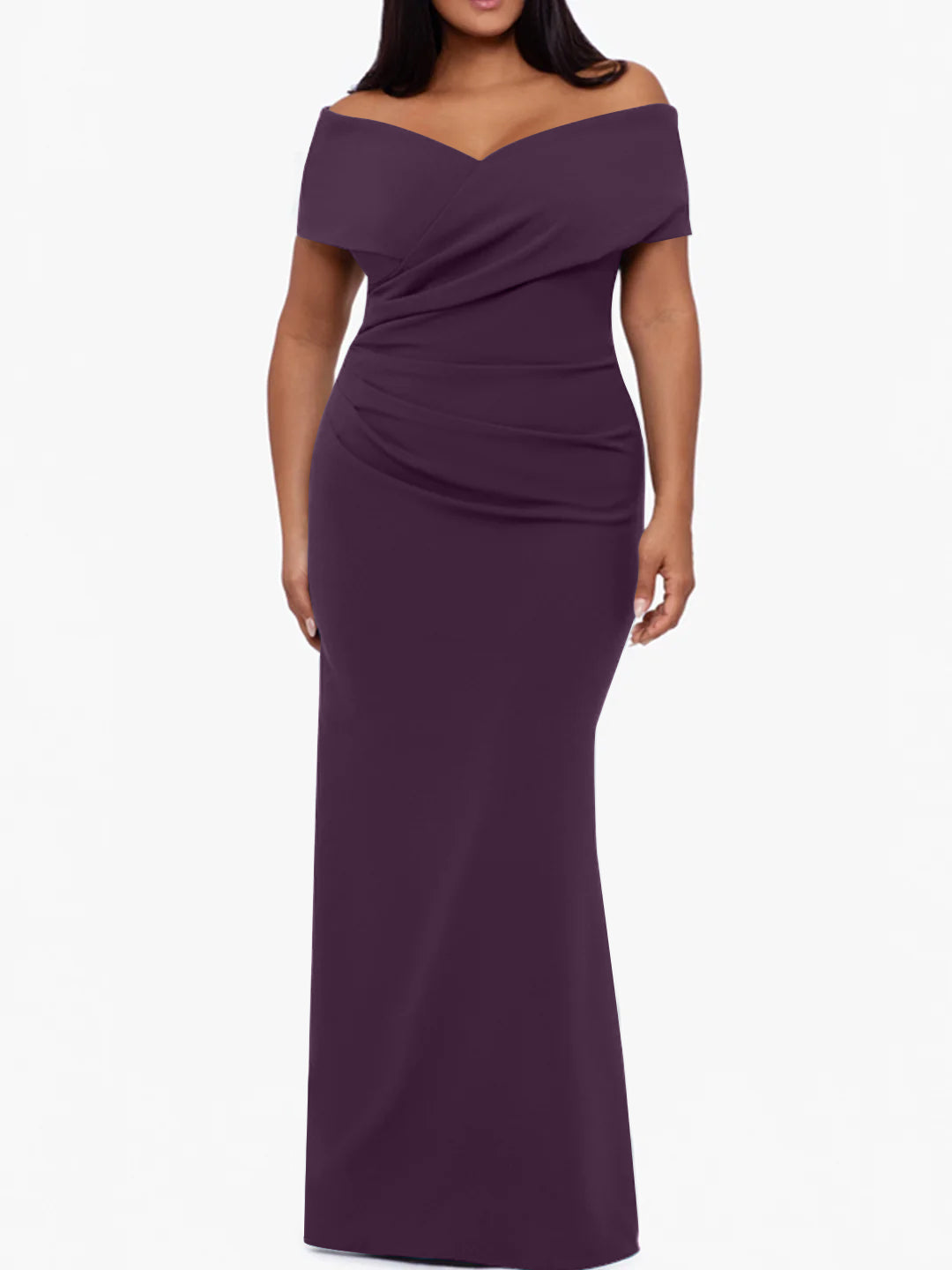 Trumpet Mermaid Off The Shoulder Sleeveless Floor Length Plus Size Mother Of The Bride Dresses