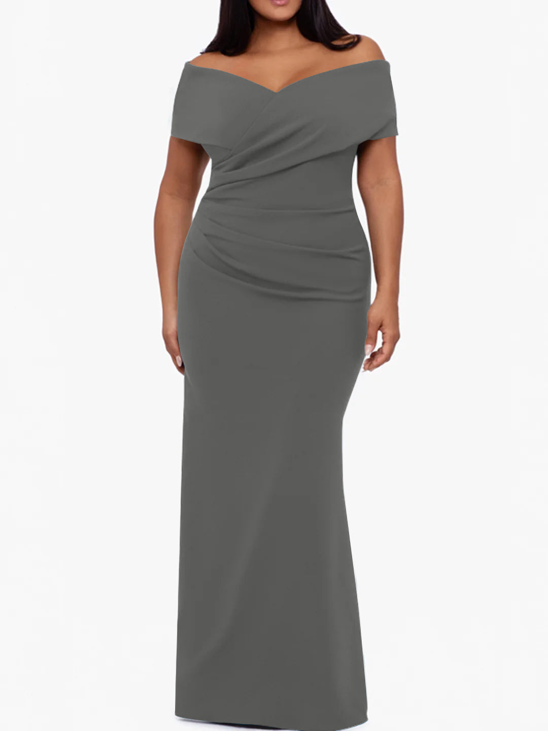 Trumpet Mermaid Off The Shoulder Sleeveless Floor Length Plus Size Mother Of The Bride Dresses