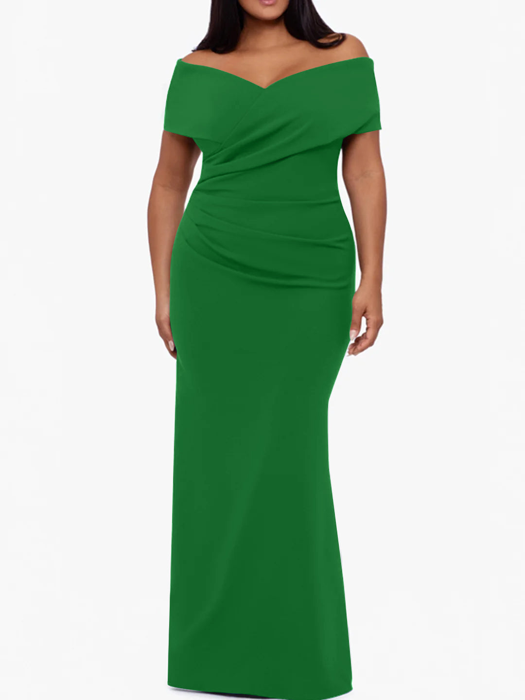 Trumpet Mermaid Off The Shoulder Sleeveless Floor Length Plus Size Mother Of The Bride Dresses