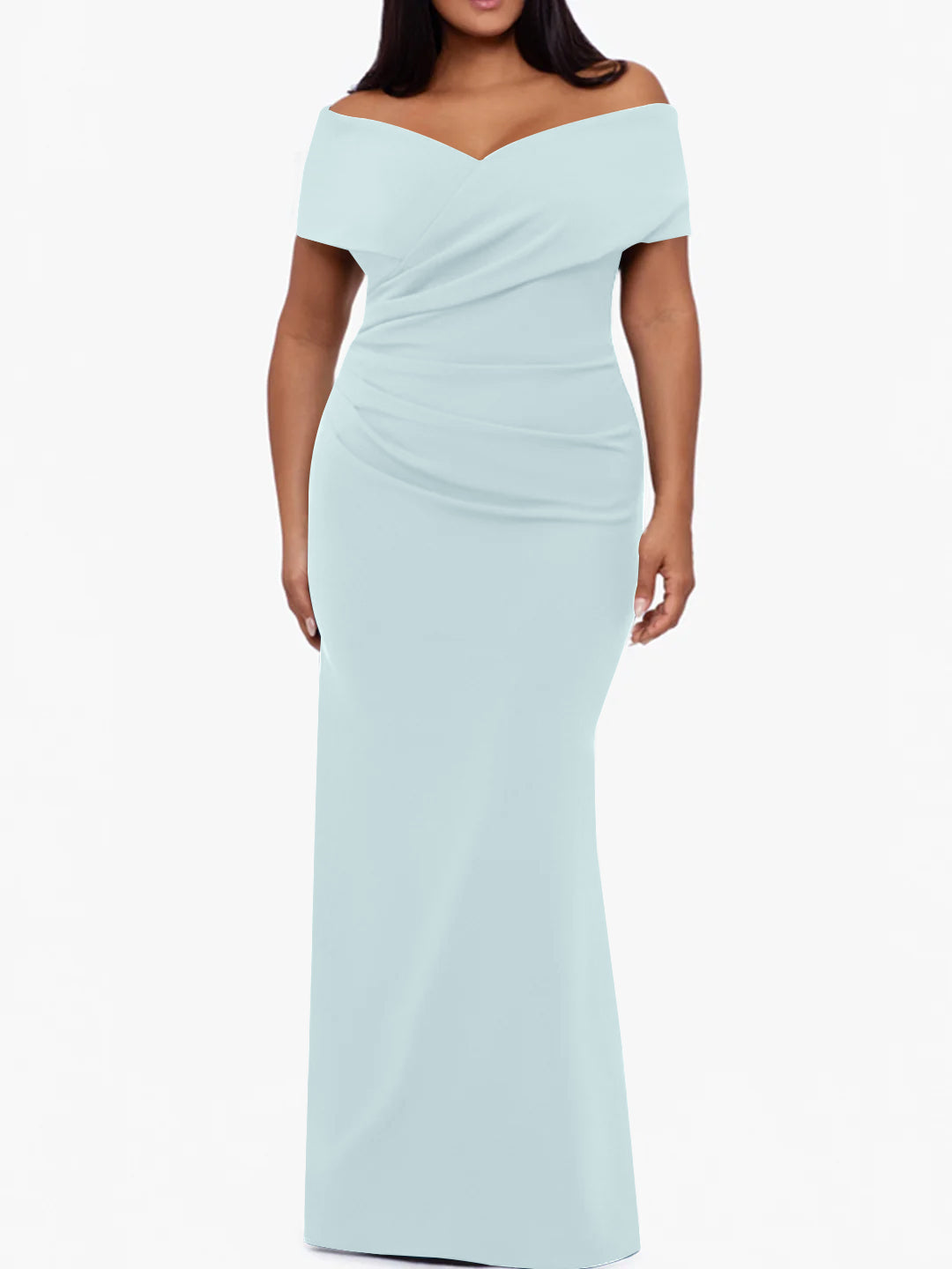 Trumpet Mermaid Off The Shoulder Sleeveless Floor Length Plus Size Mother Of The Bride Dresses