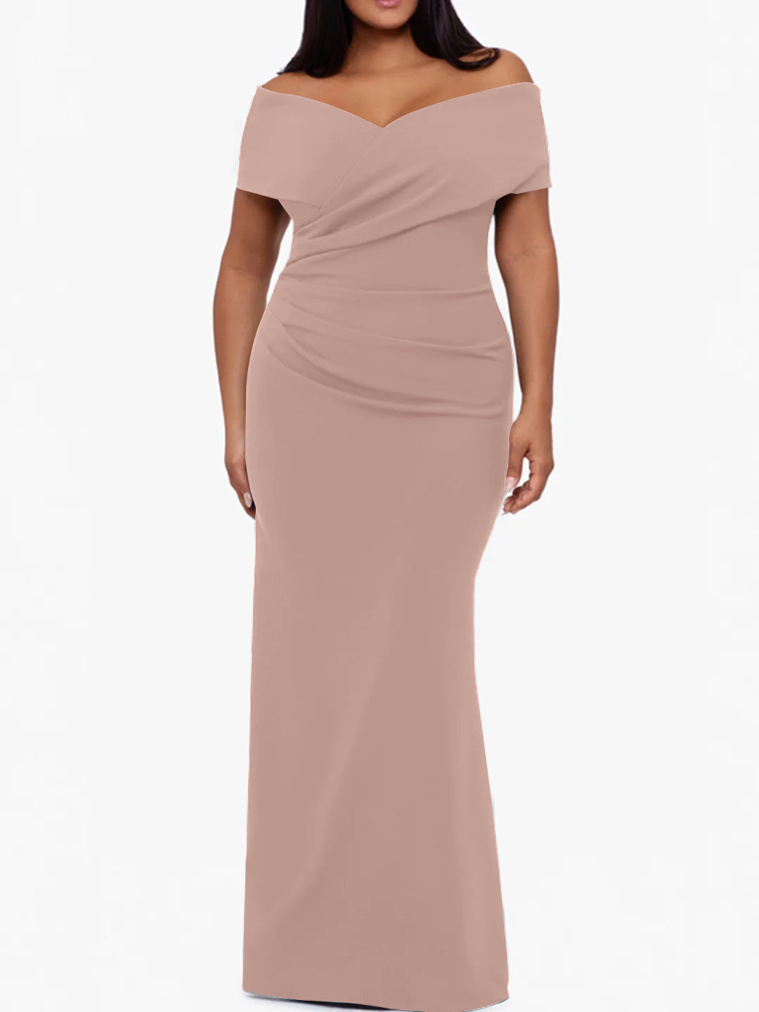 Trumpet Mermaid Off The Shoulder Sleeveless Floor Length Plus Size Mother Of The Bride Dresses