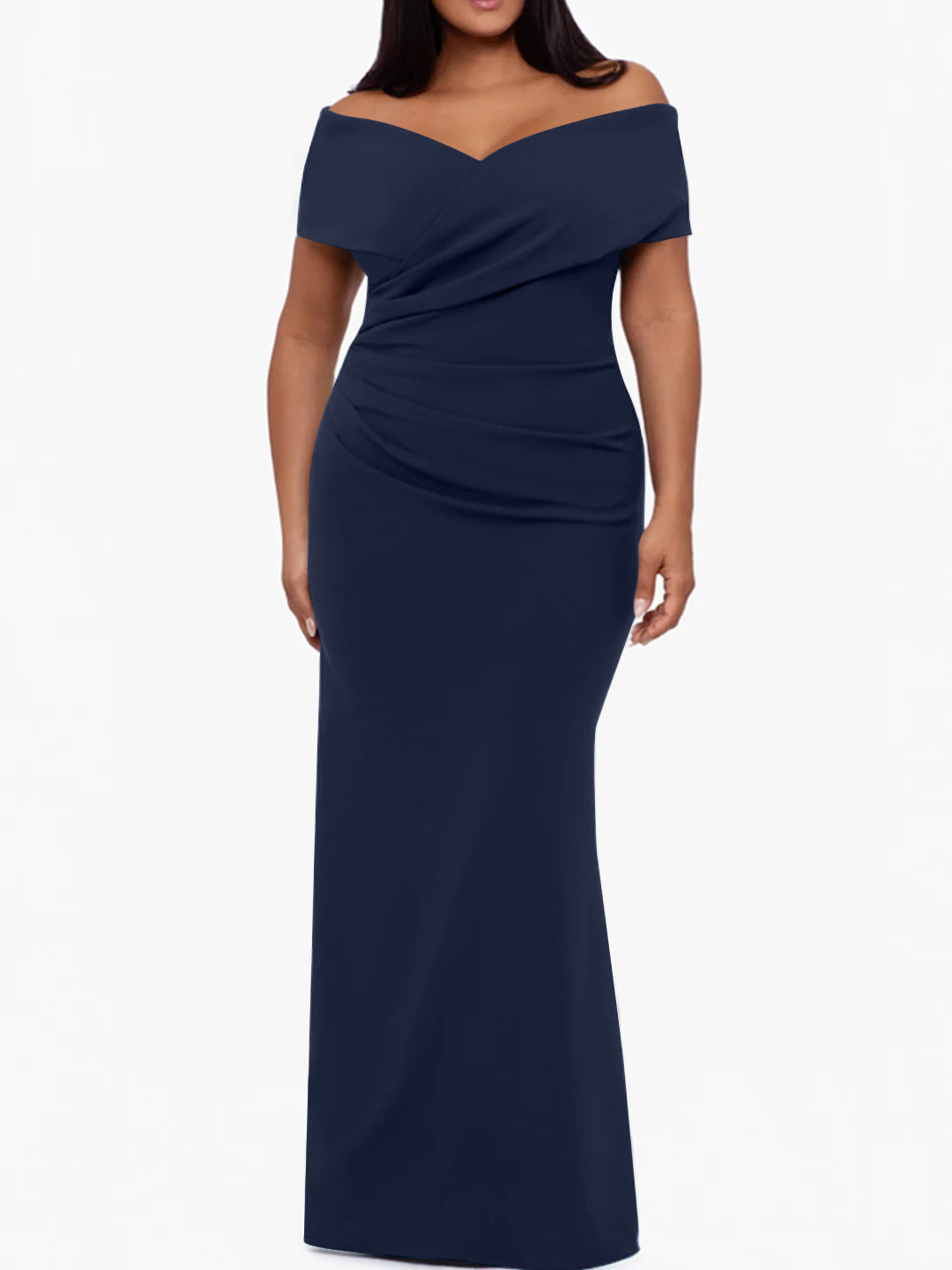 Trumpet Mermaid Off The Shoulder Sleeveless Floor Length Plus Size Mother Of The Bride Dresses