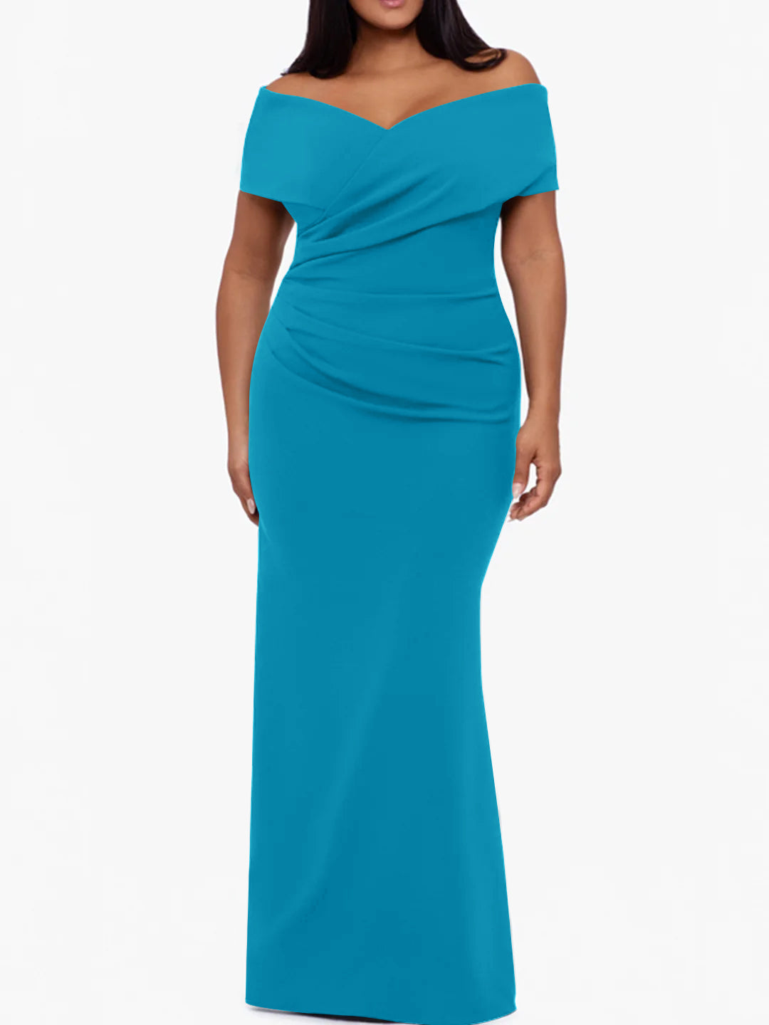 Trumpet Mermaid Off The Shoulder Sleeveless Floor Length Plus Size Mother Of The Bride Dresses