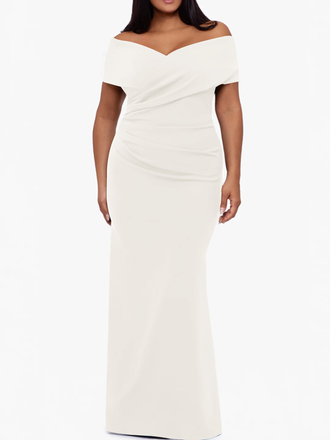 Trumpet Mermaid Off The Shoulder Sleeveless Floor Length Plus Size Mother Of The Bride Dresses