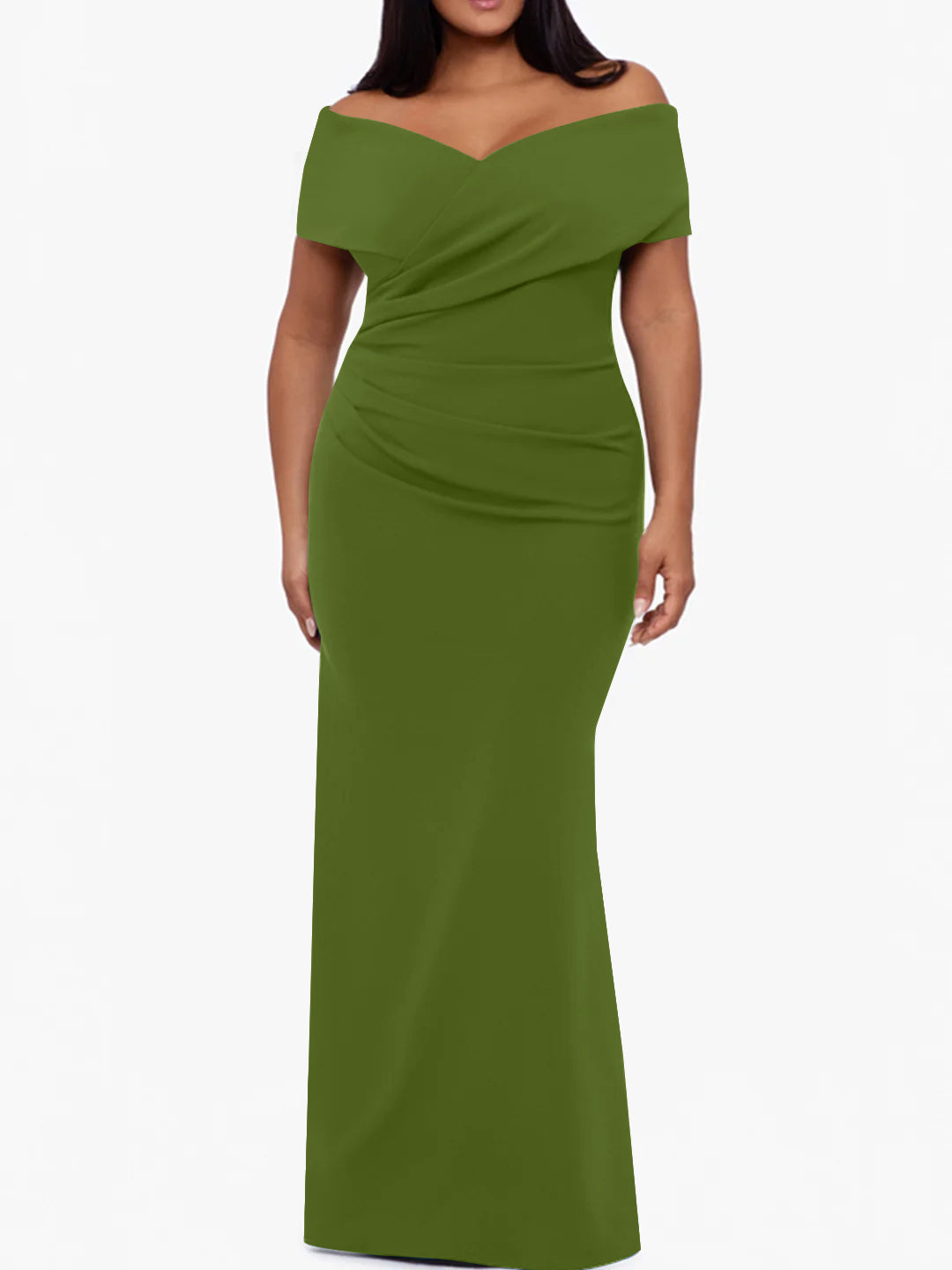 Trumpet Mermaid Off The Shoulder Sleeveless Floor Length Plus Size Mother Of The Bride Dresses