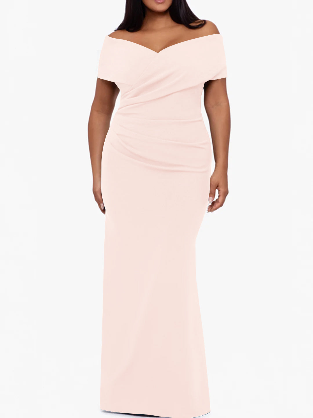 Trumpet Mermaid Off The Shoulder Sleeveless Floor Length Plus Size Mother Of The Bride Dresses