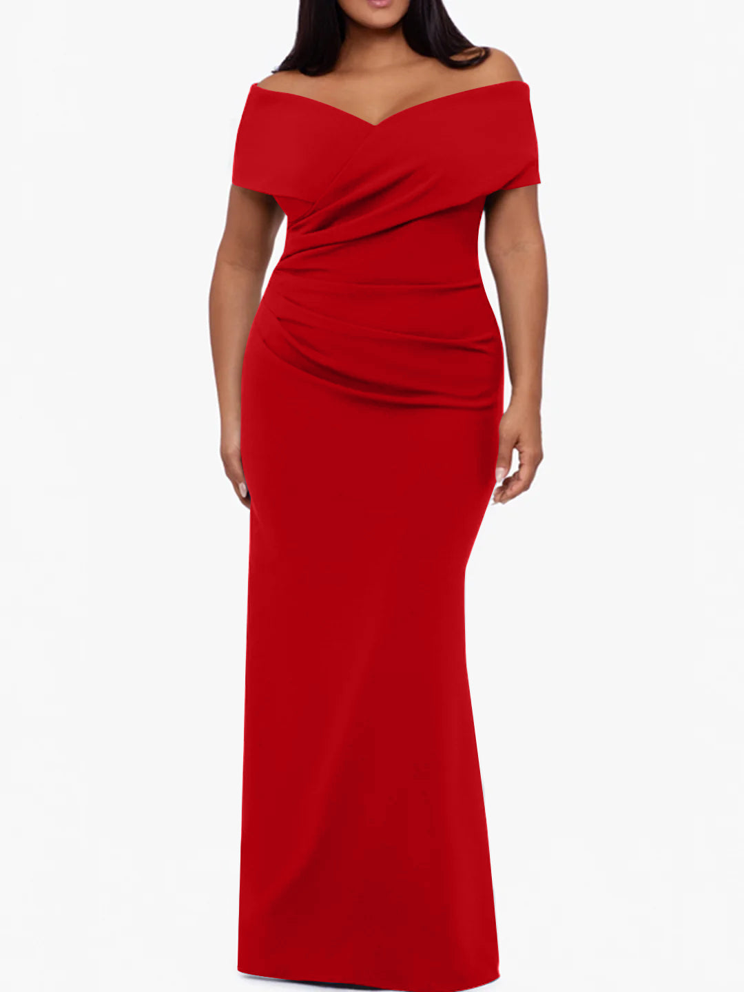Trumpet Mermaid Off The Shoulder Sleeveless Floor Length Plus Size Mother Of The Bride Dresses