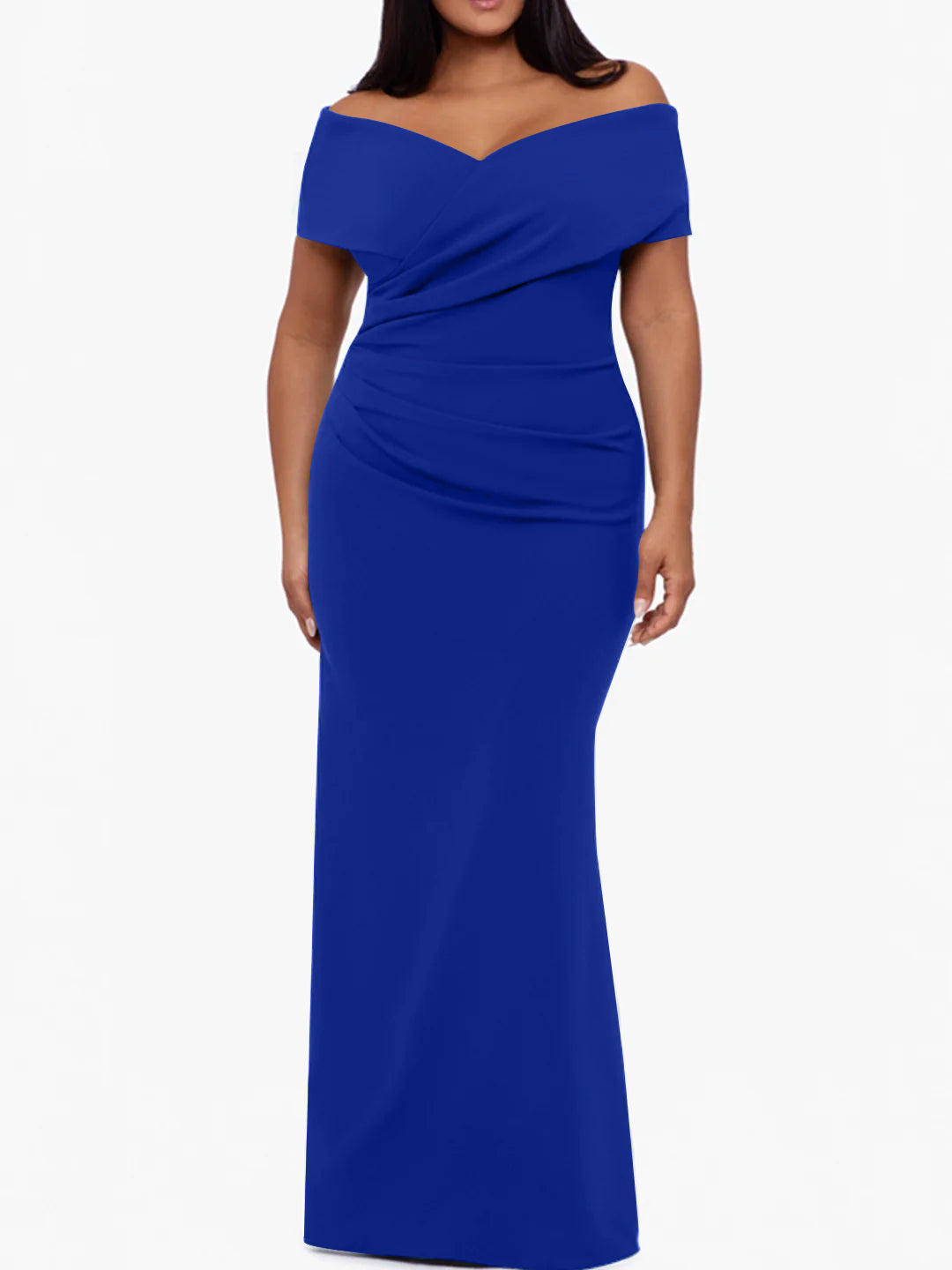 Trumpet Mermaid Off The Shoulder Sleeveless Floor Length Plus Size Mother Of The Bride Dresses