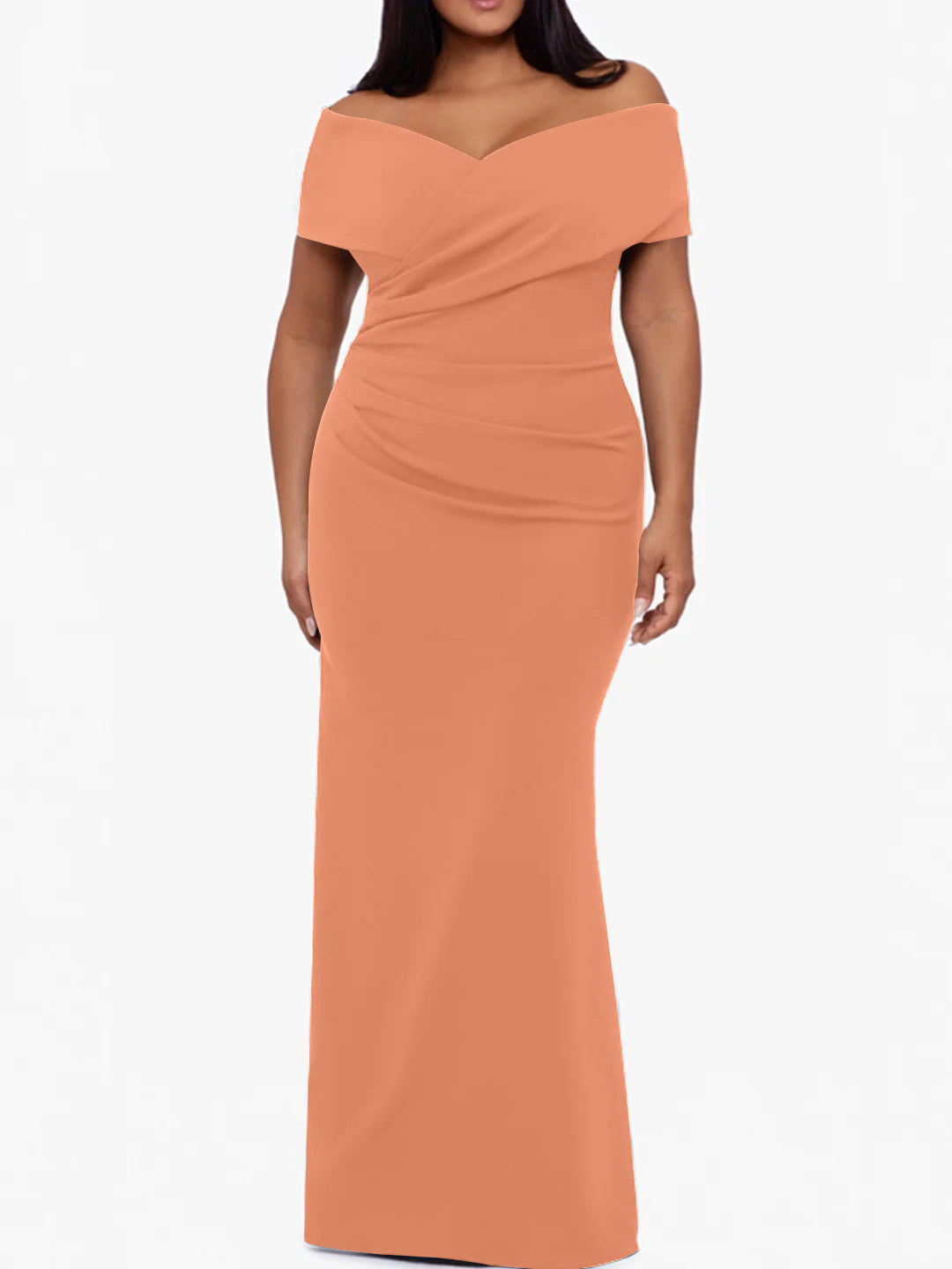 Trumpet Mermaid Off The Shoulder Sleeveless Floor Length Plus Size Mother Of The Bride Dresses