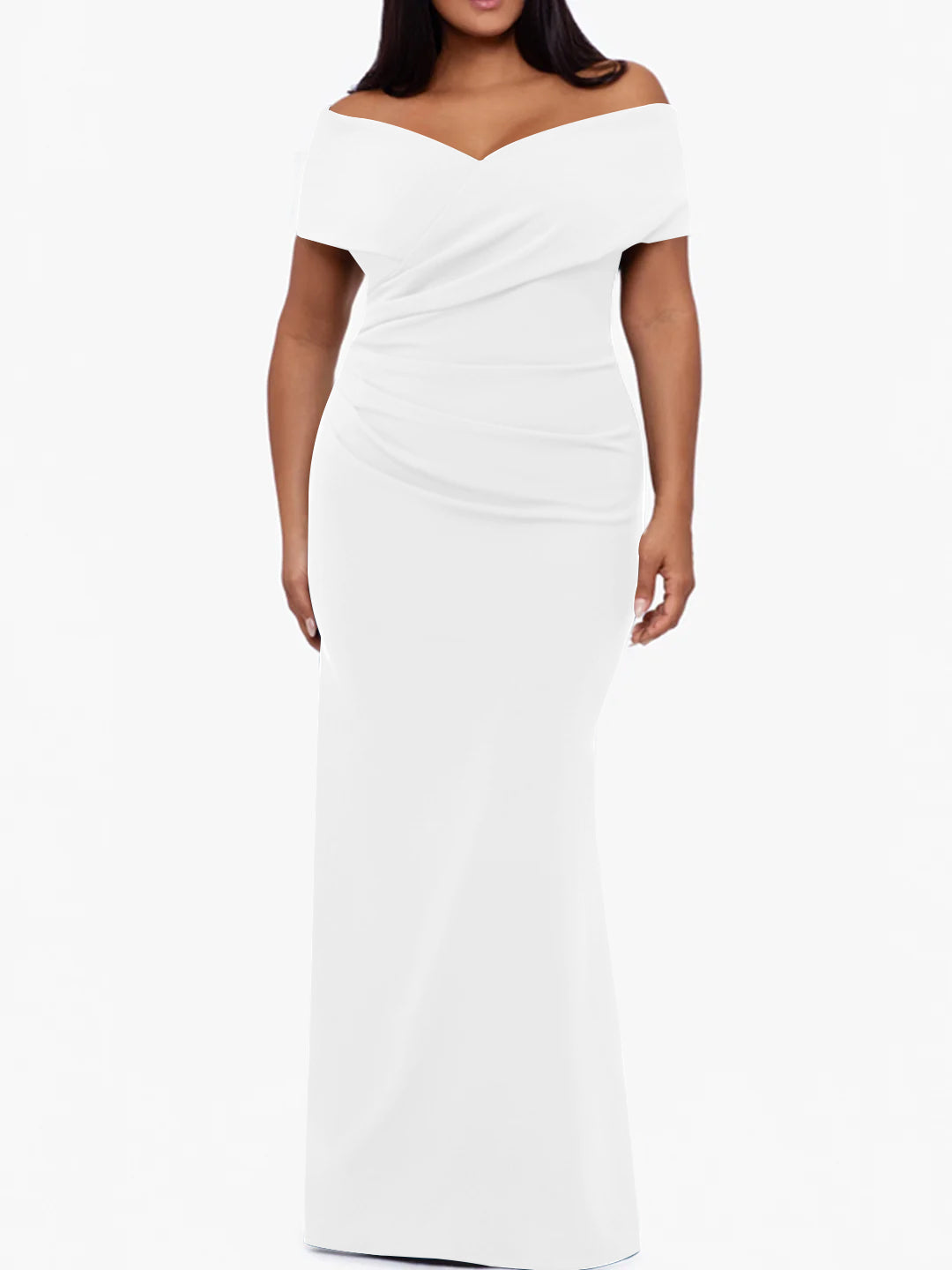 Trumpet Mermaid Off The Shoulder Sleeveless Floor Length Plus Size Mother Of The Bride Dresses