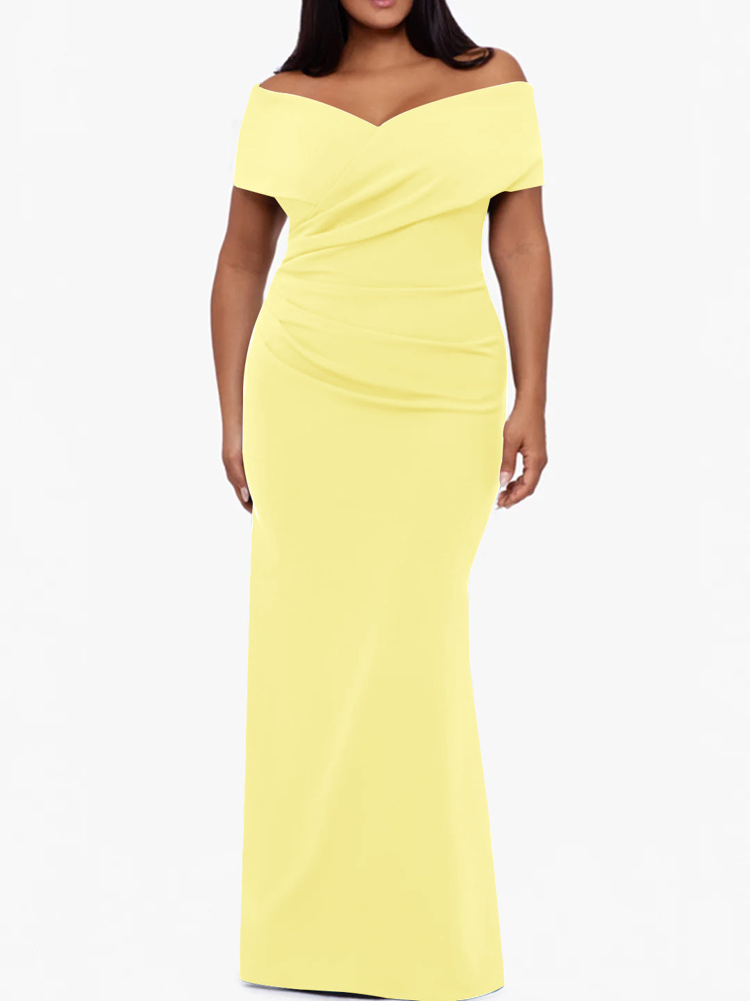 Trumpet Mermaid Off The Shoulder Sleeveless Floor Length Plus Size Mother Of The Bride Dresses