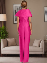 Sheath Column Satin Floor Length Sleeveless Asymmetrical Bow S Mother Of The Bride Dresses