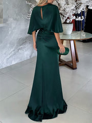Sheath Column Scoop 1 2 Sleeves Floor Length Belt Mother Of The Bride Dresses