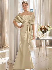 Trumpet 2 Pieces Floor Length Mother Of The Bride Groom Dresses With Wrap