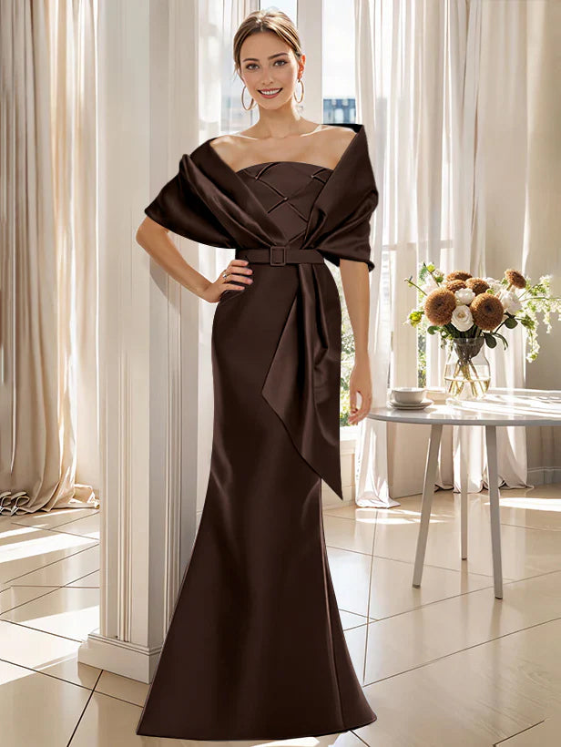 Trumpet 2 Pieces Floor Length Mother Of The Bride Groom Dresses With Wrap
