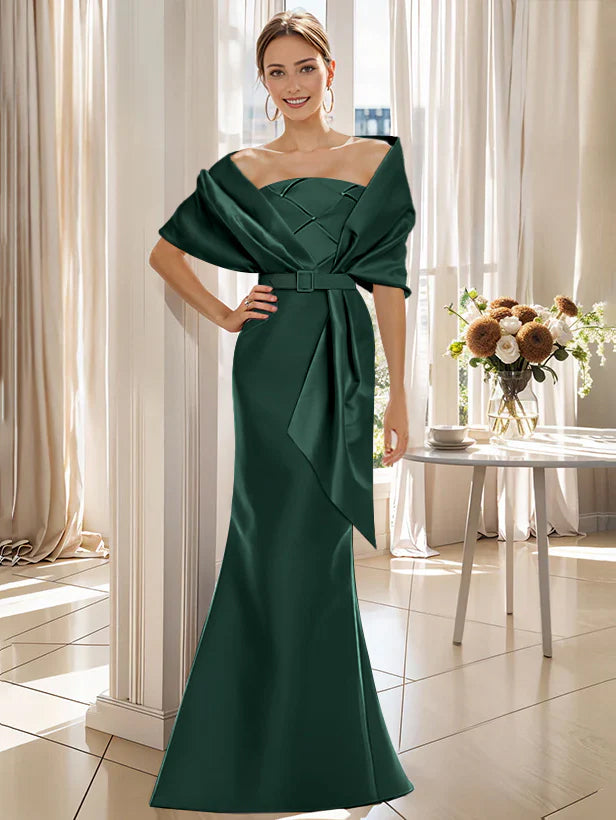 Trumpet 2 Pieces Floor Length Mother Of The Bride Groom Dresses With Wrap