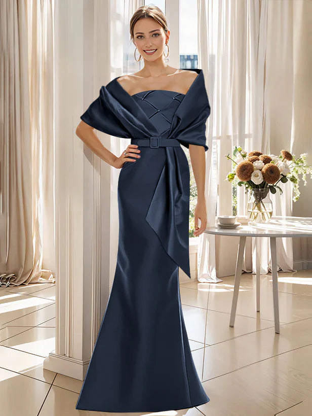 Trumpet 2 Pieces Floor Length Mother Of The Bride Groom Dresses With Wrap