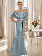Trumpet 2 Pieces Floor Length Mother Of The Bride Groom Dresses With Wrap