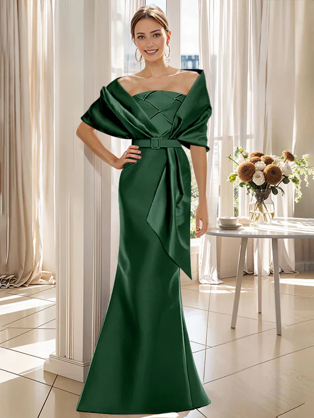 Trumpet 2 Pieces Floor Length Mother Of The Bride Groom Dresses With Wrap