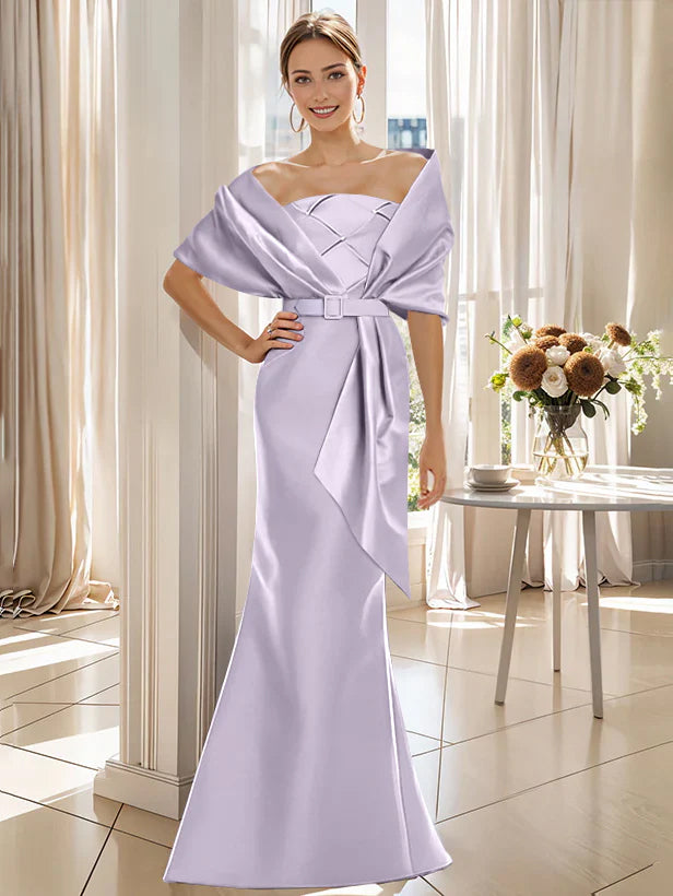 Trumpet 2 Pieces Floor Length Mother Of The Bride Groom Dresses With Wrap