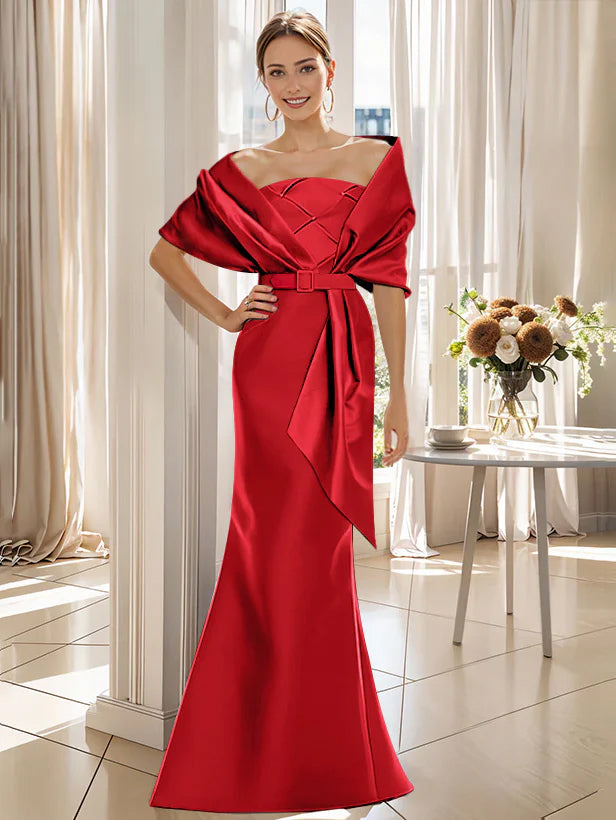 Trumpet 2 Pieces Floor Length Mother Of The Bride Groom Dresses With Wrap