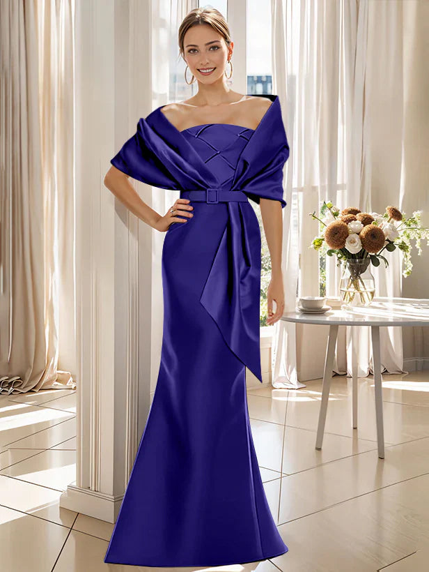Trumpet 2 Pieces Floor Length Mother Of The Bride Groom Dresses With Wrap