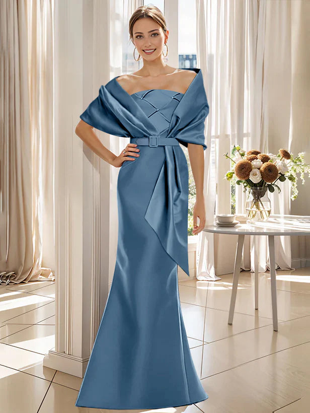 Trumpet 2 Pieces Floor Length Mother Of The Bride Groom Dresses With Wrap