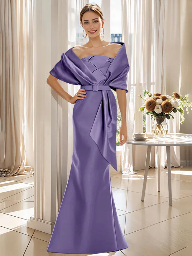 Trumpet 2 Pieces Floor Length Mother Of The Bride Groom Dresses With Wrap