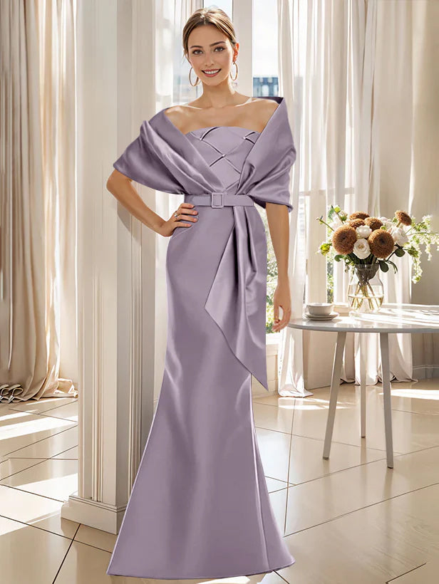 Trumpet 2 Pieces Floor Length Mother Of The Bride Groom Dresses With Wrap