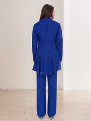 White V Neck Long Sleeves Floor Length Mother Of The Bride Pantsuits With Ruffle