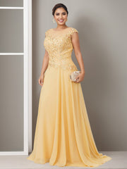 A Line Princess Jewel Neck Sleeveless Floor Length Elegant Plus Size Mother Of The Bride Dresses With Beading Appliques