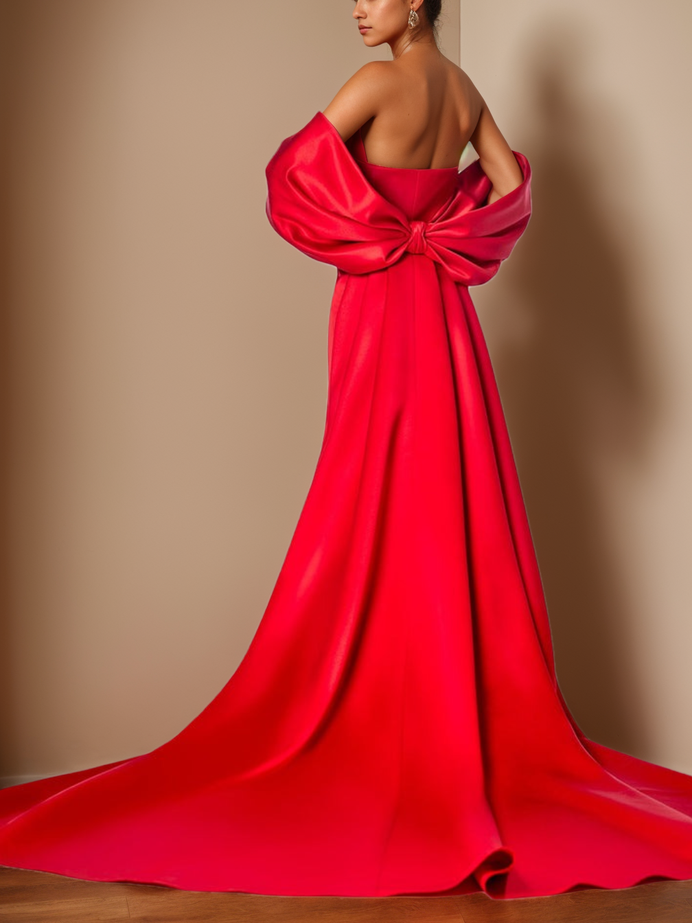 Trumpet Mermaid Evening Dresses Strapless Sleeveless Floor Length Unique With Split Side Ruffles
