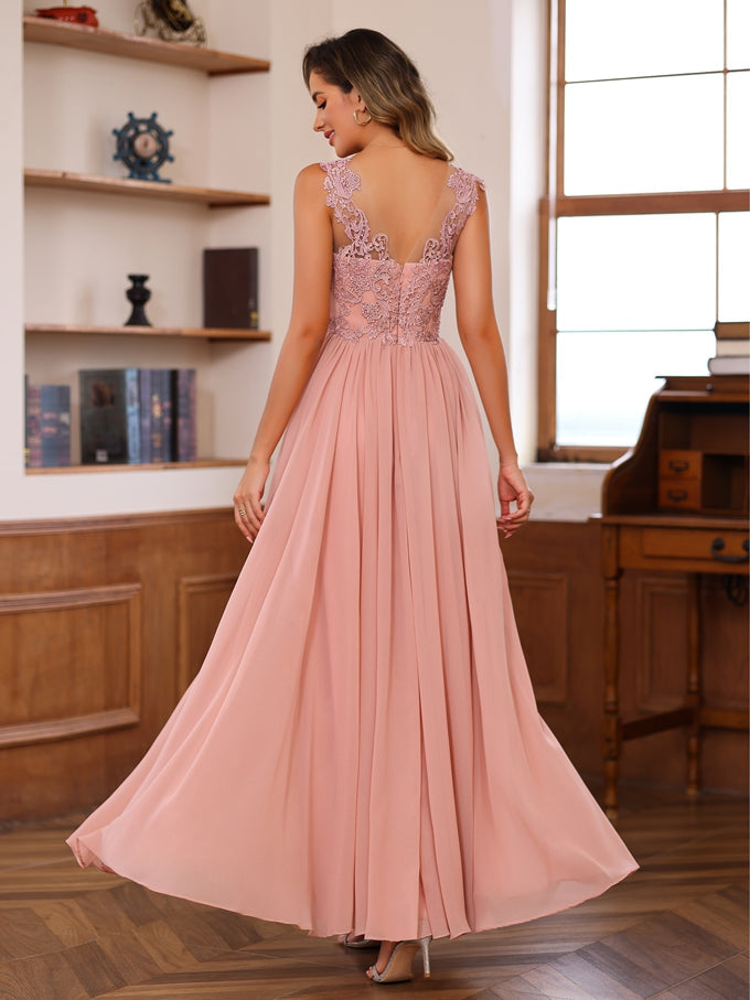 A Line Princess V Neck 2 Pics Floor Length Mother Of The Bride Dresses With Appliques Wrap