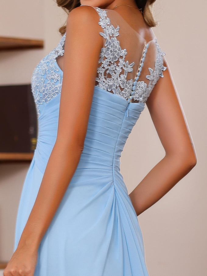 A Line Princess V Neck 2 Pics Floor Length Mother Of The Bride Dresses With Appliques Ruffles Wrap