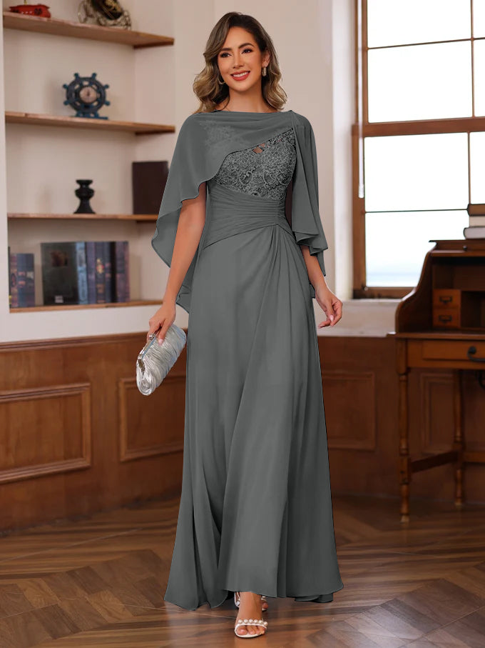 A Line Princess V Neck 2 Pics Floor Length Mother Of The Bride Dresses With Appliques Ruffles Wrap